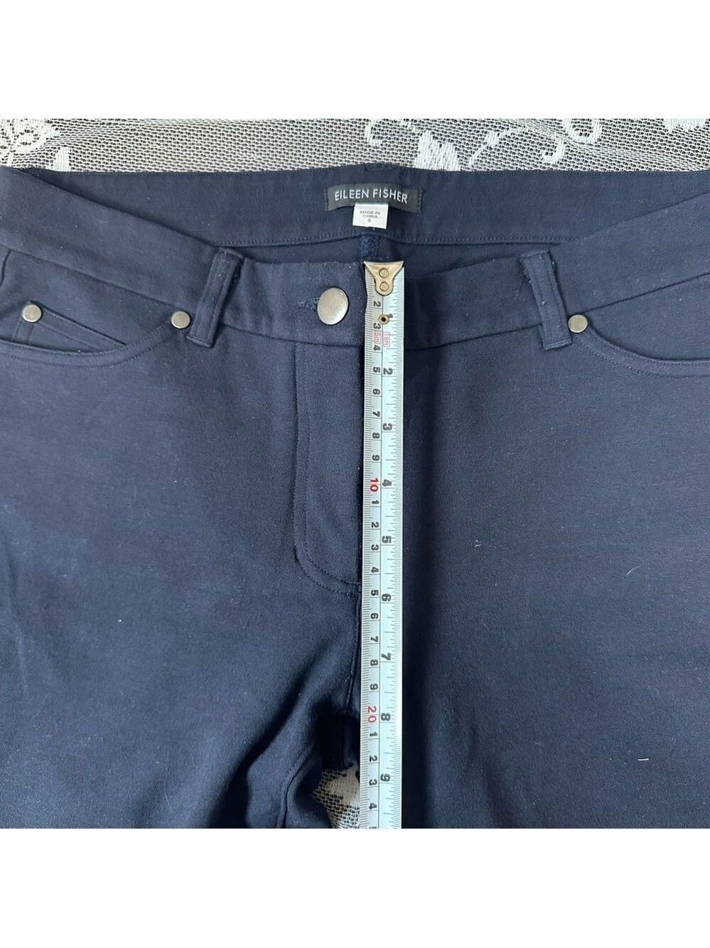 Eileen Fisher Navy Stretch Slim Fit  Straight Leg Pant Sz Small - Picture 11 of 12